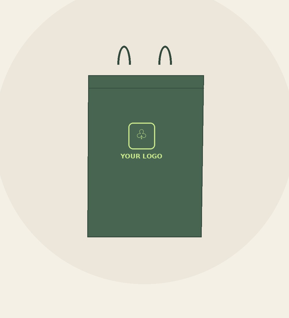 Custom Shape Bags, angled view