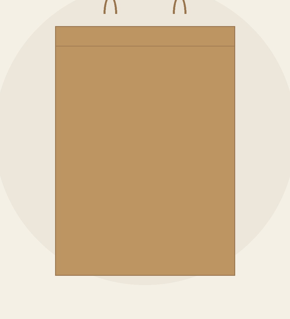 Kraft paper bag handle and fold detail